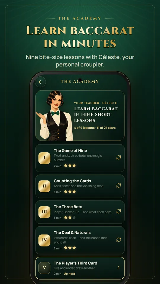 Learn baccarat in minutes: the Academy's nine lessons with Céleste